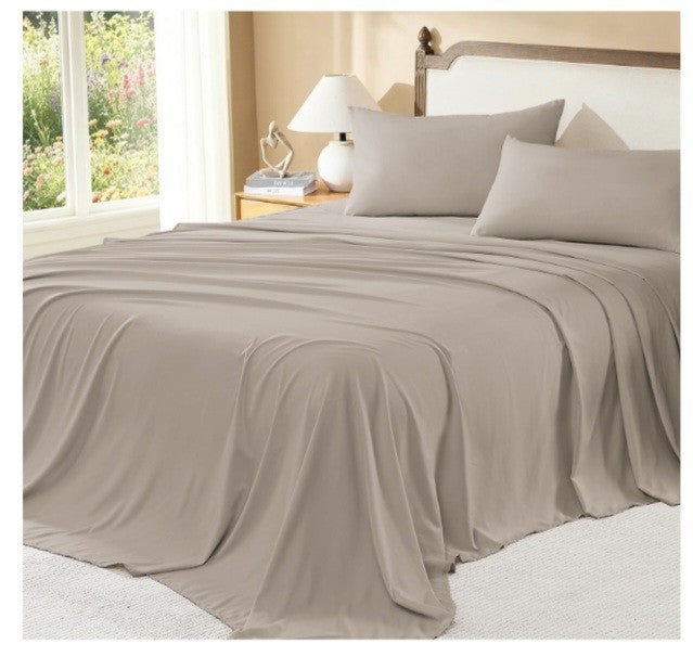 Litanika Light Coffee Oversized King Comforter Set with Sheets - 7 Pieces King