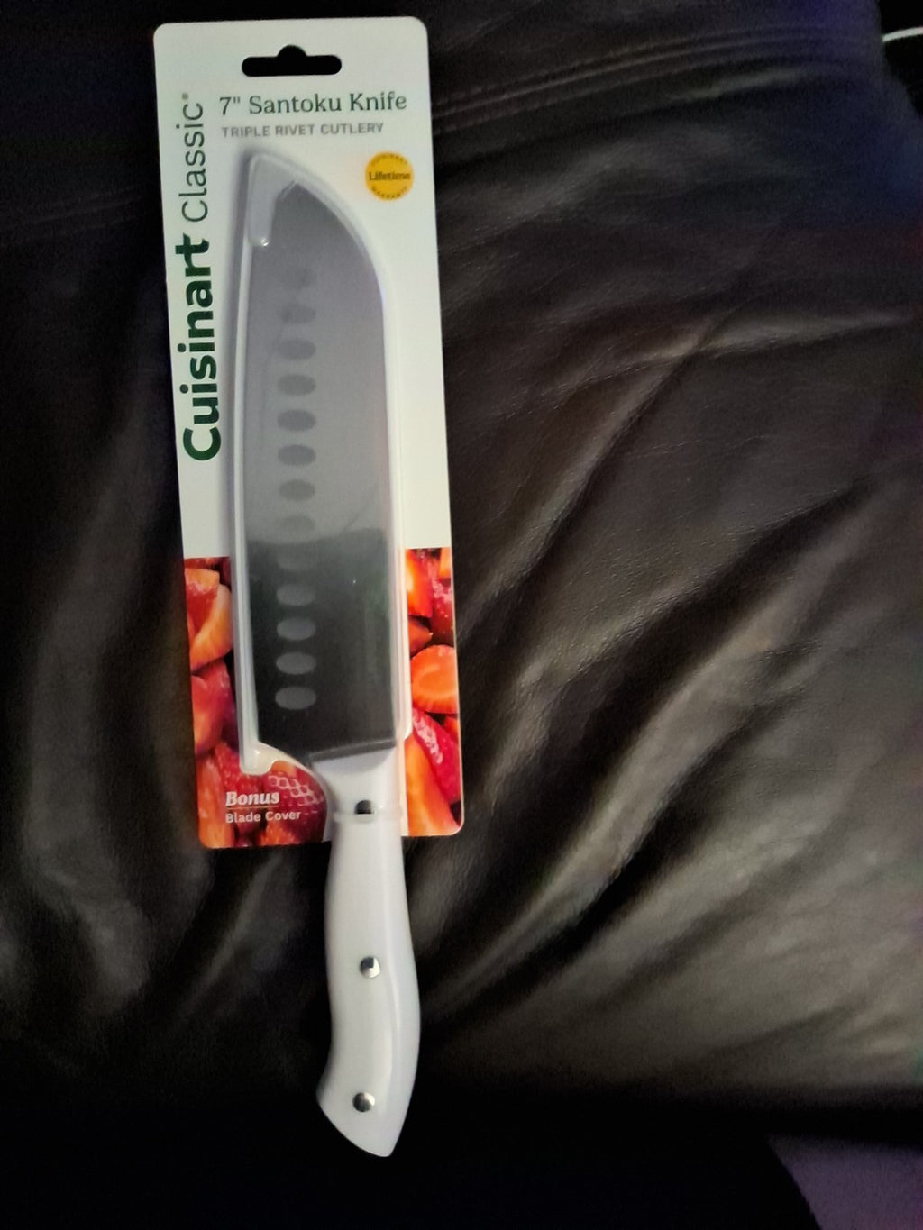 7" White Triple Rivet Santoku Knife, CEW3R-7SAN3