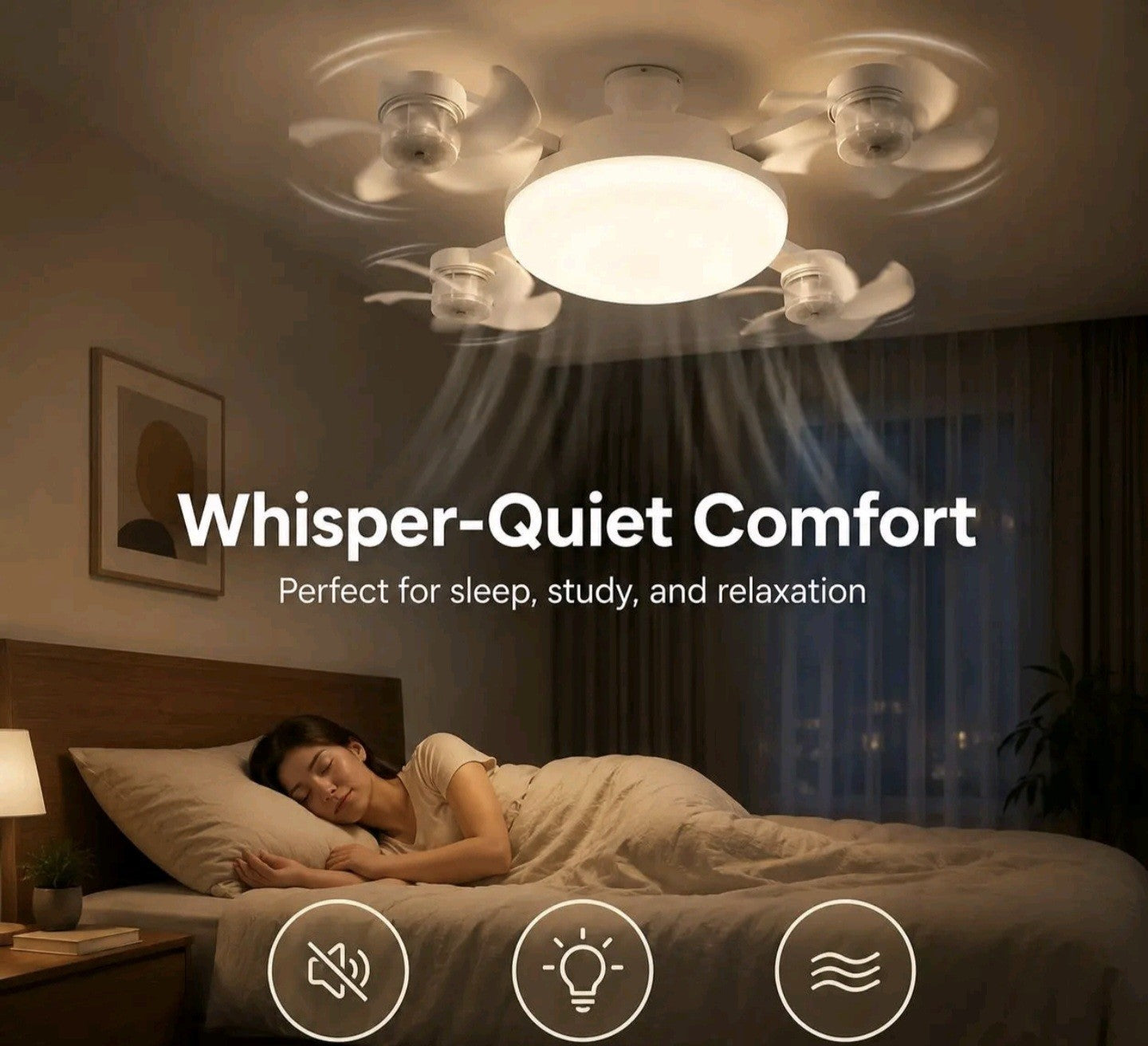 Foldable LED Ceiling Fan Light with Remote Control, E27 Socket Compatible,...