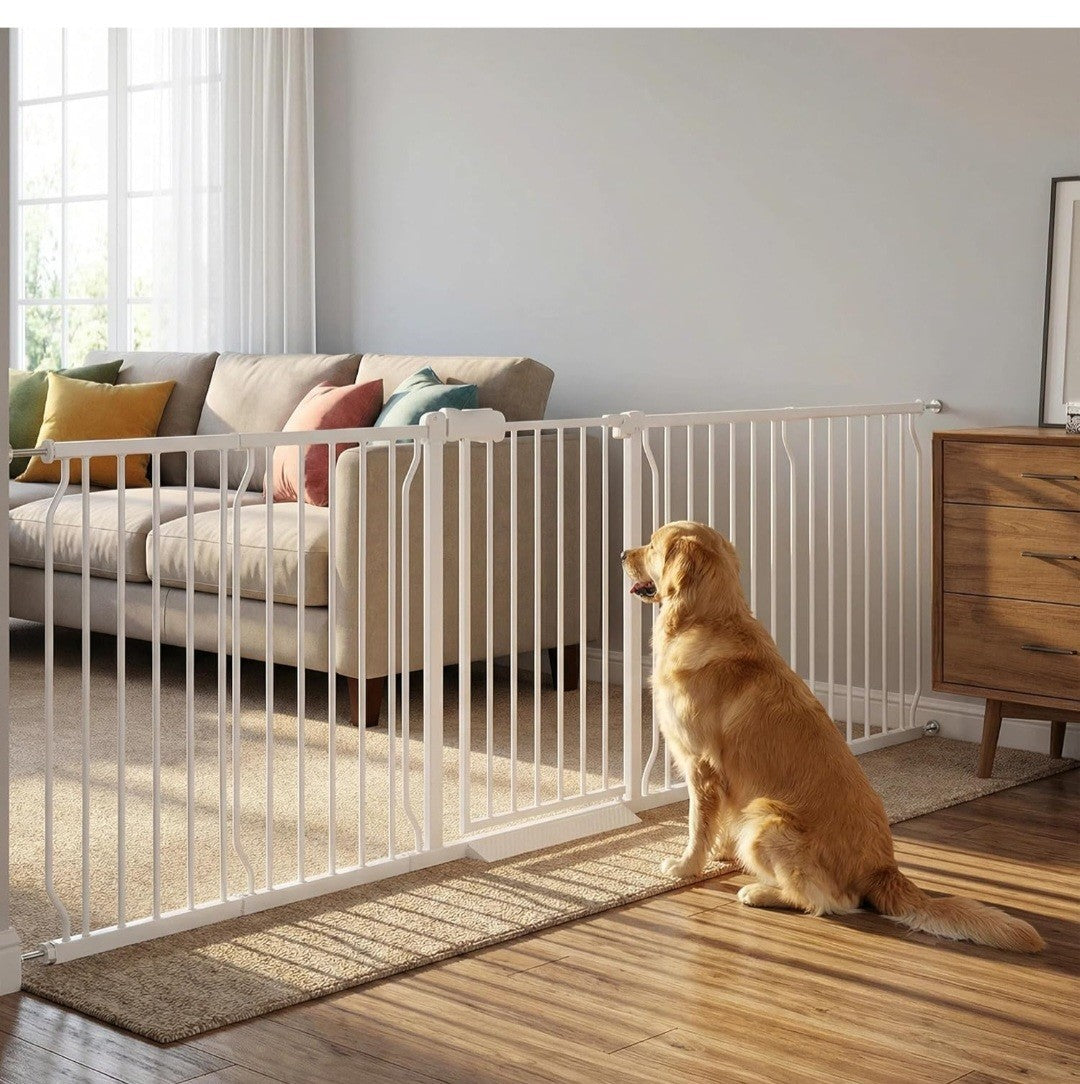 Extra Wide Baby Gate 85.8-104.5 Inch,  Safety Gate for Kids and Dogs #504