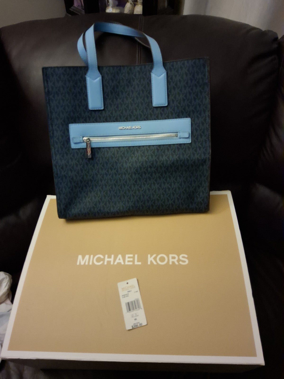 Michael Kors Kenly Large Signature Logo Tape Tote Bag