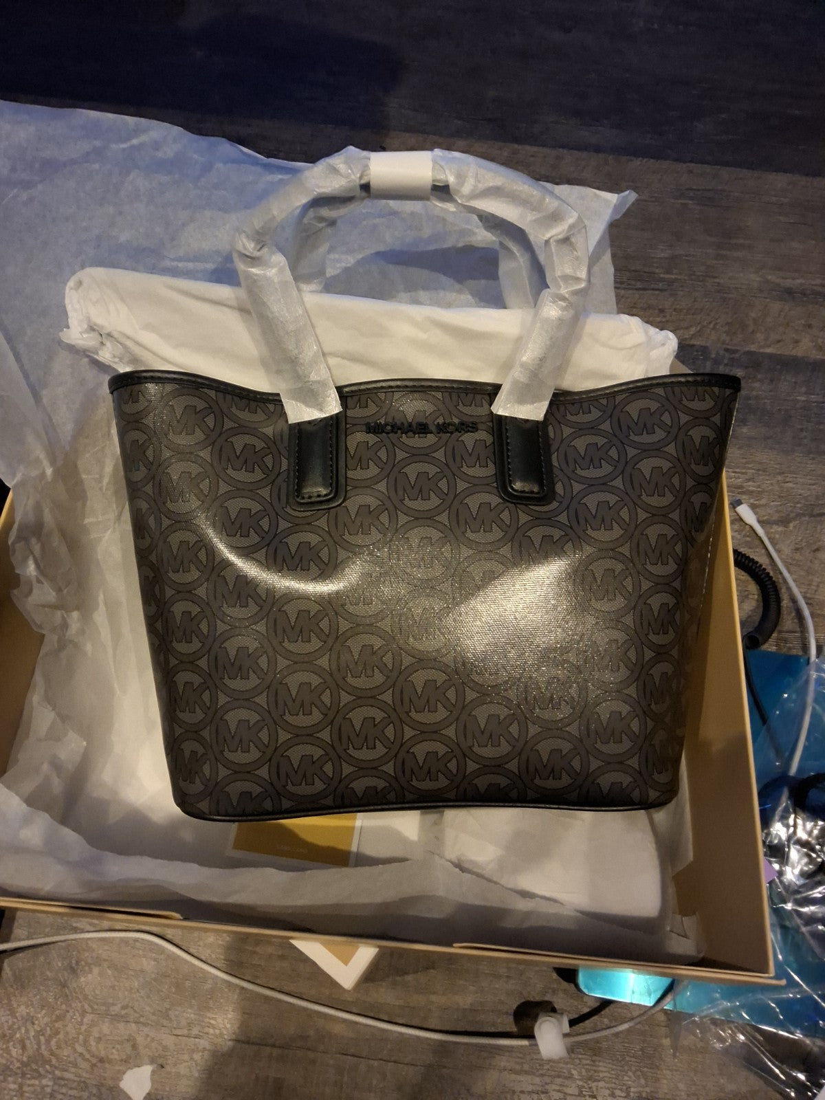 MICHAEL KORS Jodie Small Logo Jacquard Tote Bag Small Tote - Black MSRP $348 NWT
