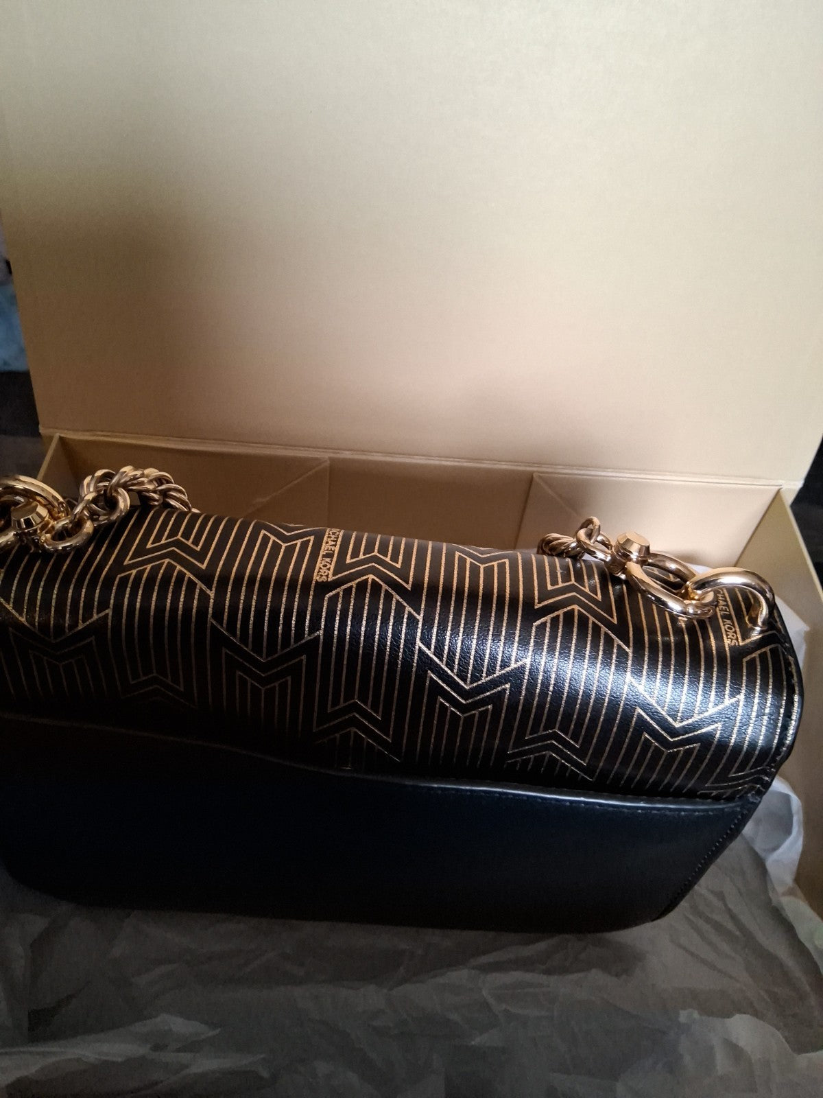Michael Kors Mott Large Metallic Deco Leather Crossbody Purse