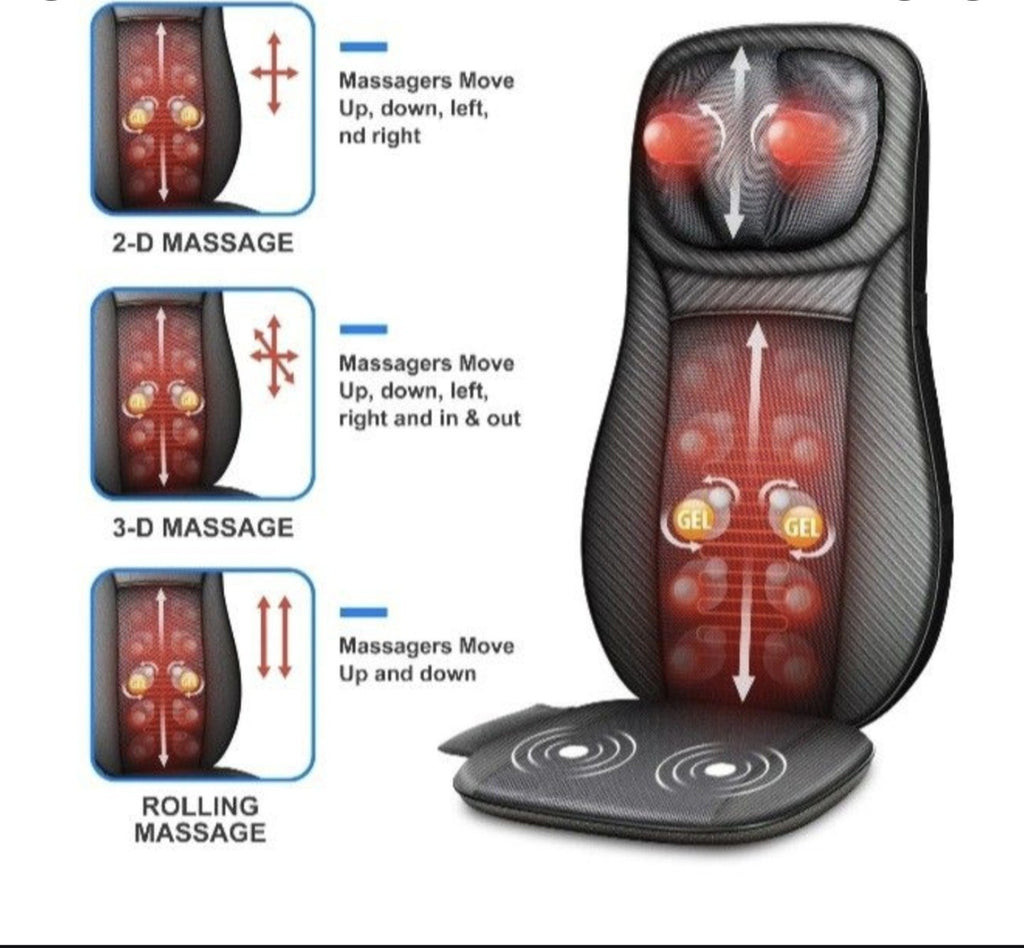 Snailax Shiatsu Back Massager Heat Adjustable Height Seat Cushion Massager Black