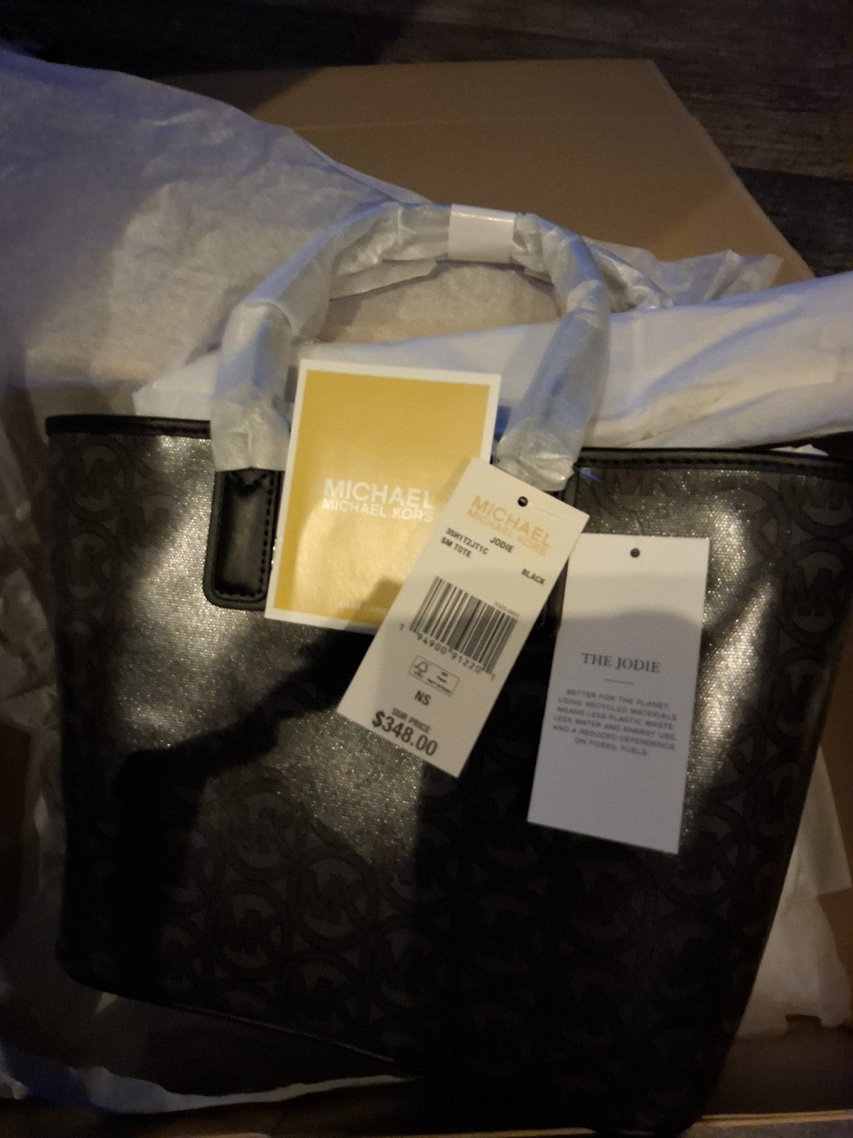 MICHAEL KORS Jodie Small Logo Jacquard Tote Bag Small Tote - Black MSRP $348 NWT