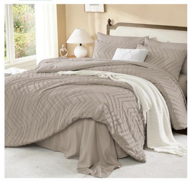 Litanika Light Coffee Oversized King Comforter Set with Sheets - 7 Pieces King