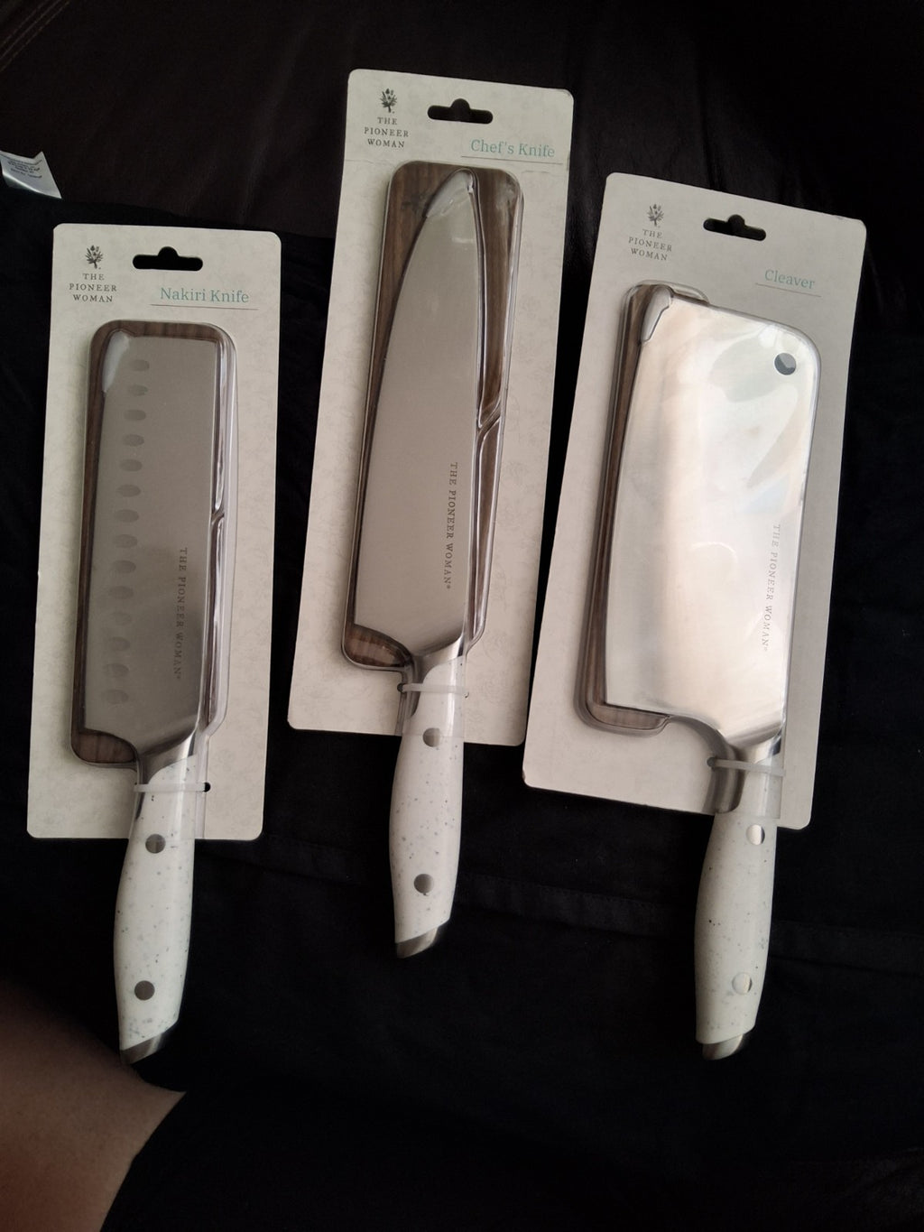 Set Of 3 Pioneer Woman Cleaver Knife, Chef's Knife & Nakiri Knife