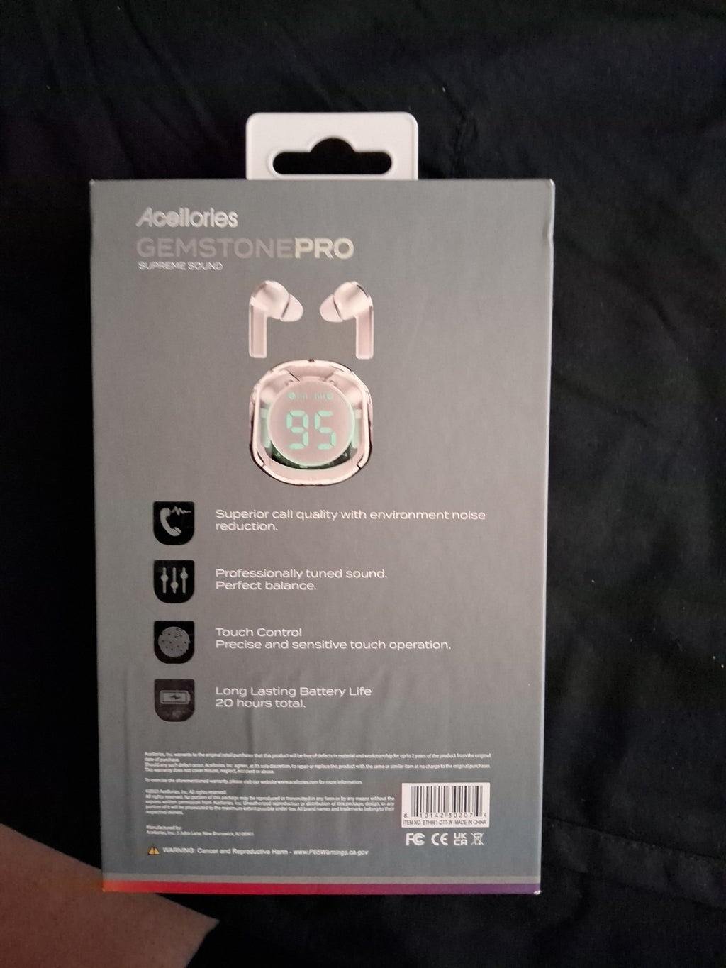 New Acellories Gemstone Pro Supreme Sound LED Digital Display Bluetooth Earbuds
