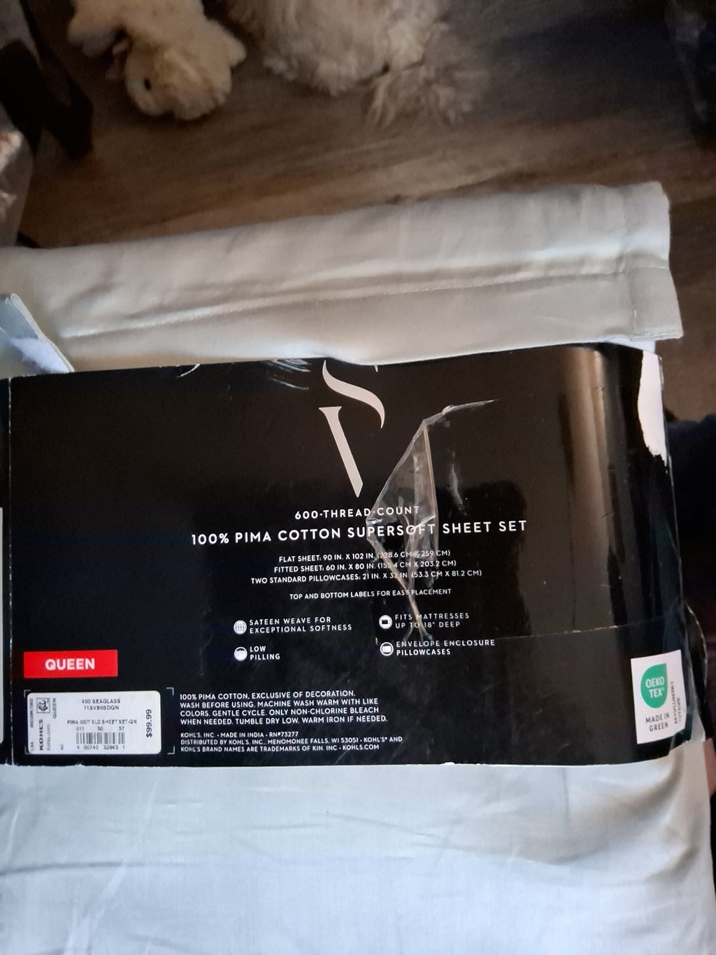 NEW Simply Vera Vera Wang Pima Cotton 600TC Sheet Set QUEEN