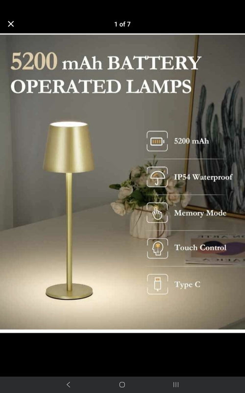 2Pack Cordless Table Lamp 5200mAh IP54 Waterproof Rechargeable Battery Desk Lamp
