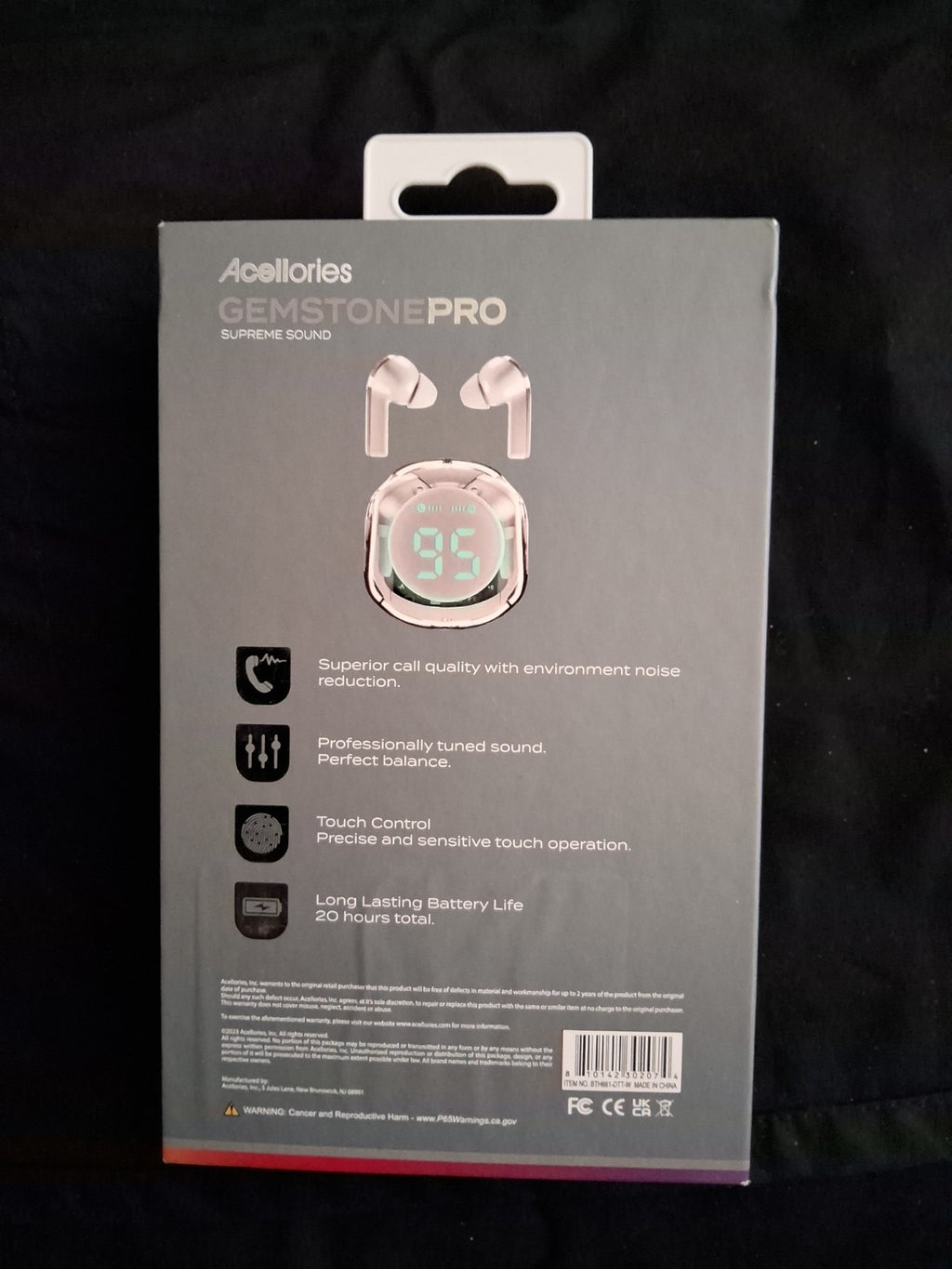 Acellories Gemstone Pro Supreme Sound Digital Display Bluetooth Earbuds