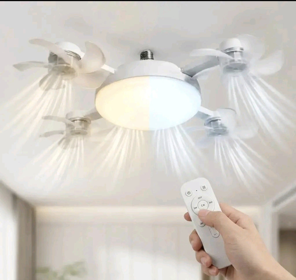 Foldable LED Ceiling Fan Light with Remote Control, E27 Socket Compatible,...