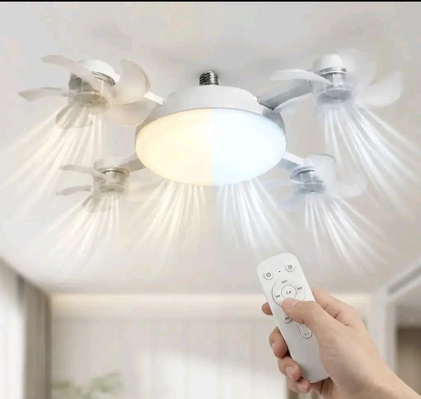 Foldable LED Ceiling Fan Light with Remote Control, E27 Socket Compatible,...