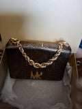 Michael Kors Mott Large Metallic Deco Leather Crossbody Purse