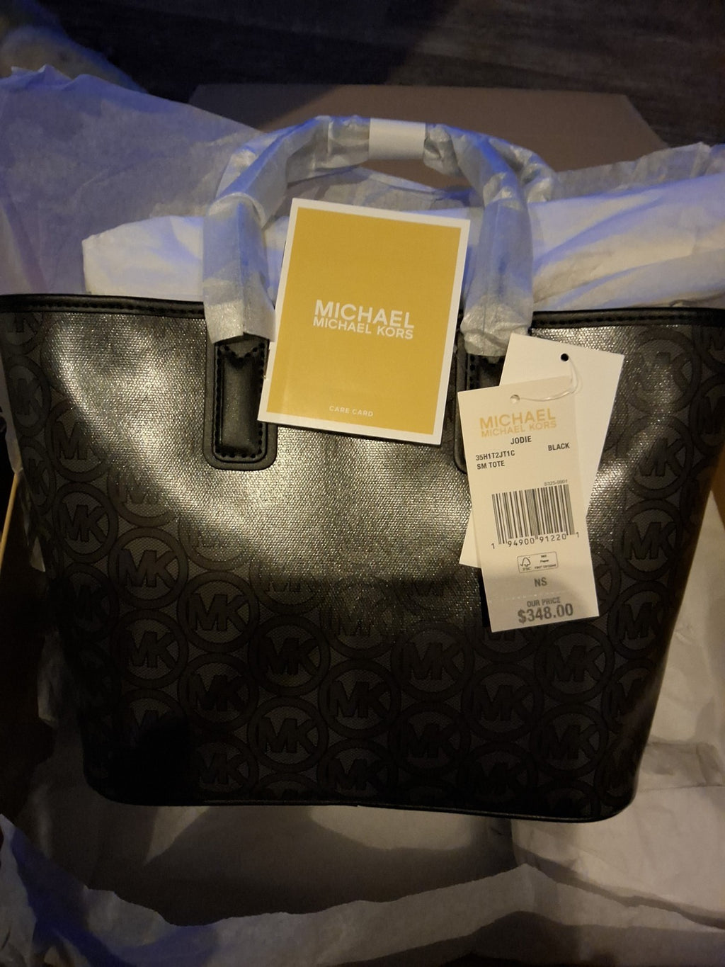 MICHAEL KORS Jodie Small Logo Jacquard Tote Bag Small Tote - Black MSRP $348 NWT