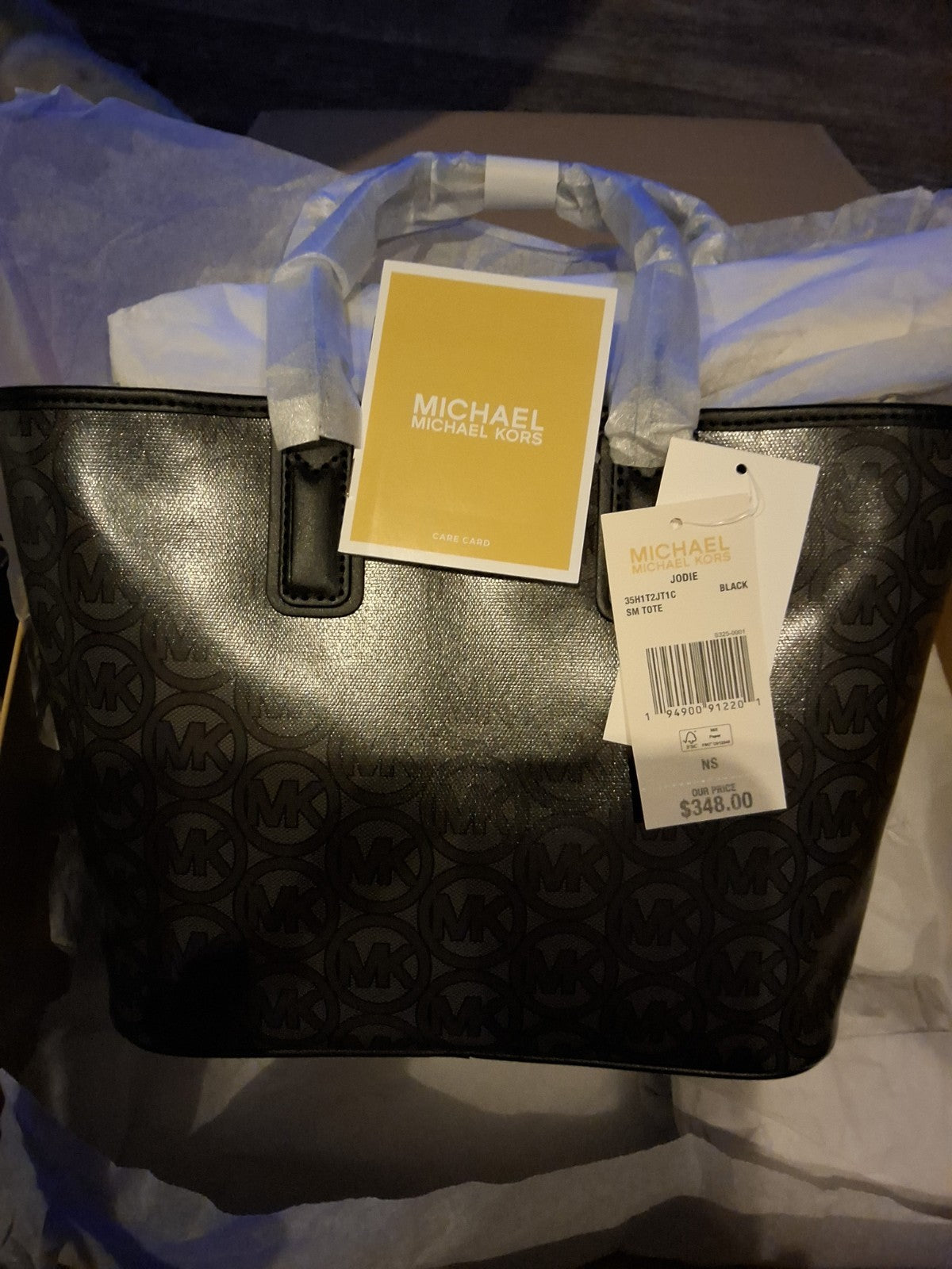 MICHAEL KORS Jodie Small Logo Jacquard Tote Bag Small Tote - Black MSRP $348 NWT