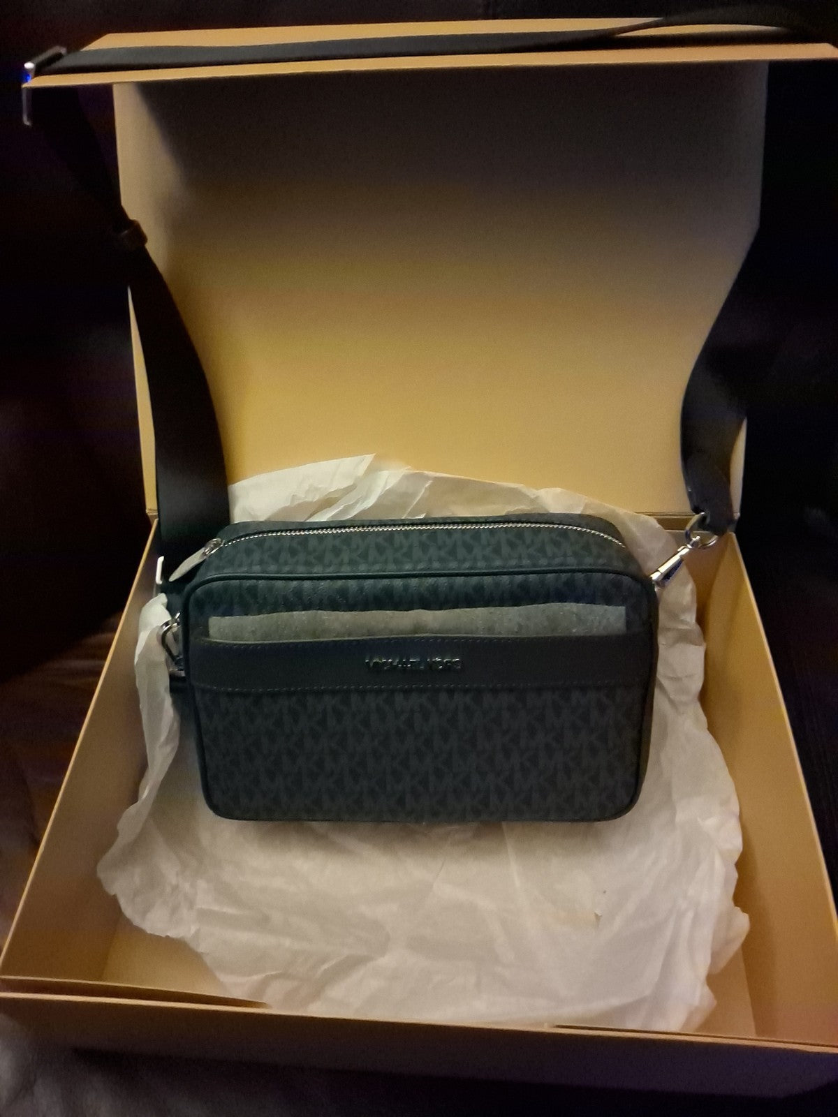 MICHAEL KORS Double Zip Camera Crossbody Bag Cooper Purse Handbag NWT $248 Navy