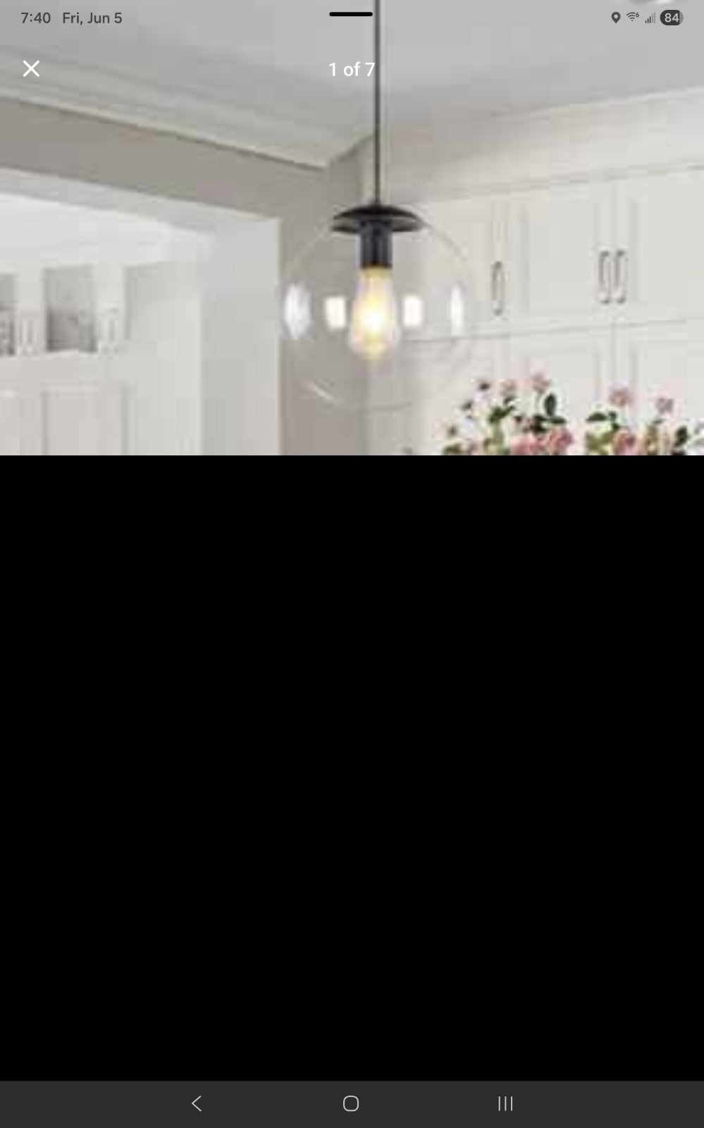 KoKo & Yukina 10" Globe Pendant Light Black Mid Century Adjustable Hanging #139
