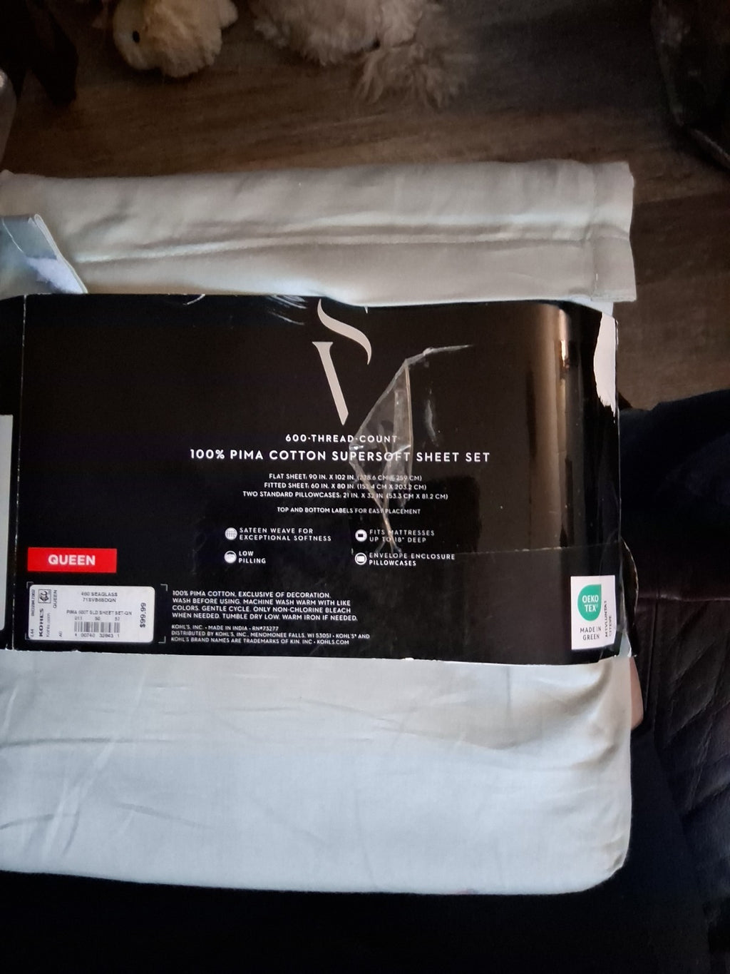 NEW Simply Vera Vera Wang Pima Cotton 600TC Sheet Set QUEEN