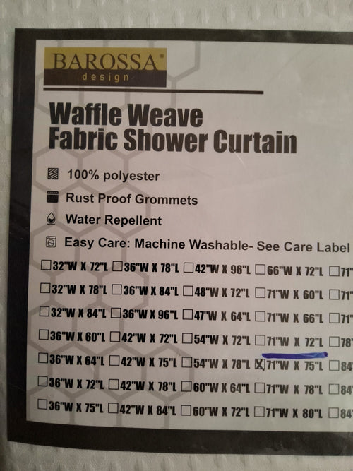Barossa Design White Waffle Weave Shower Curtain 71x75 Inch