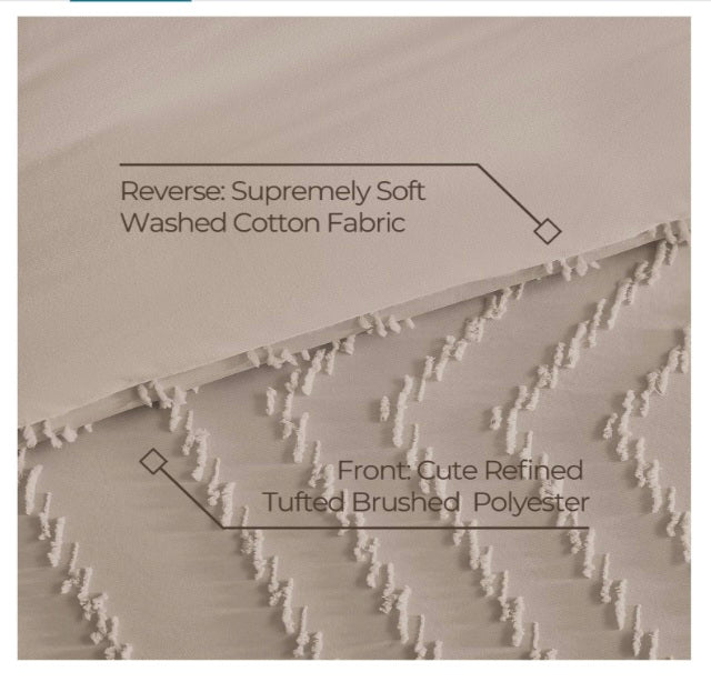 Litanika Light Coffee Oversized King Comforter Set with Sheets - 7 Pieces Bed in a Bag Chevron