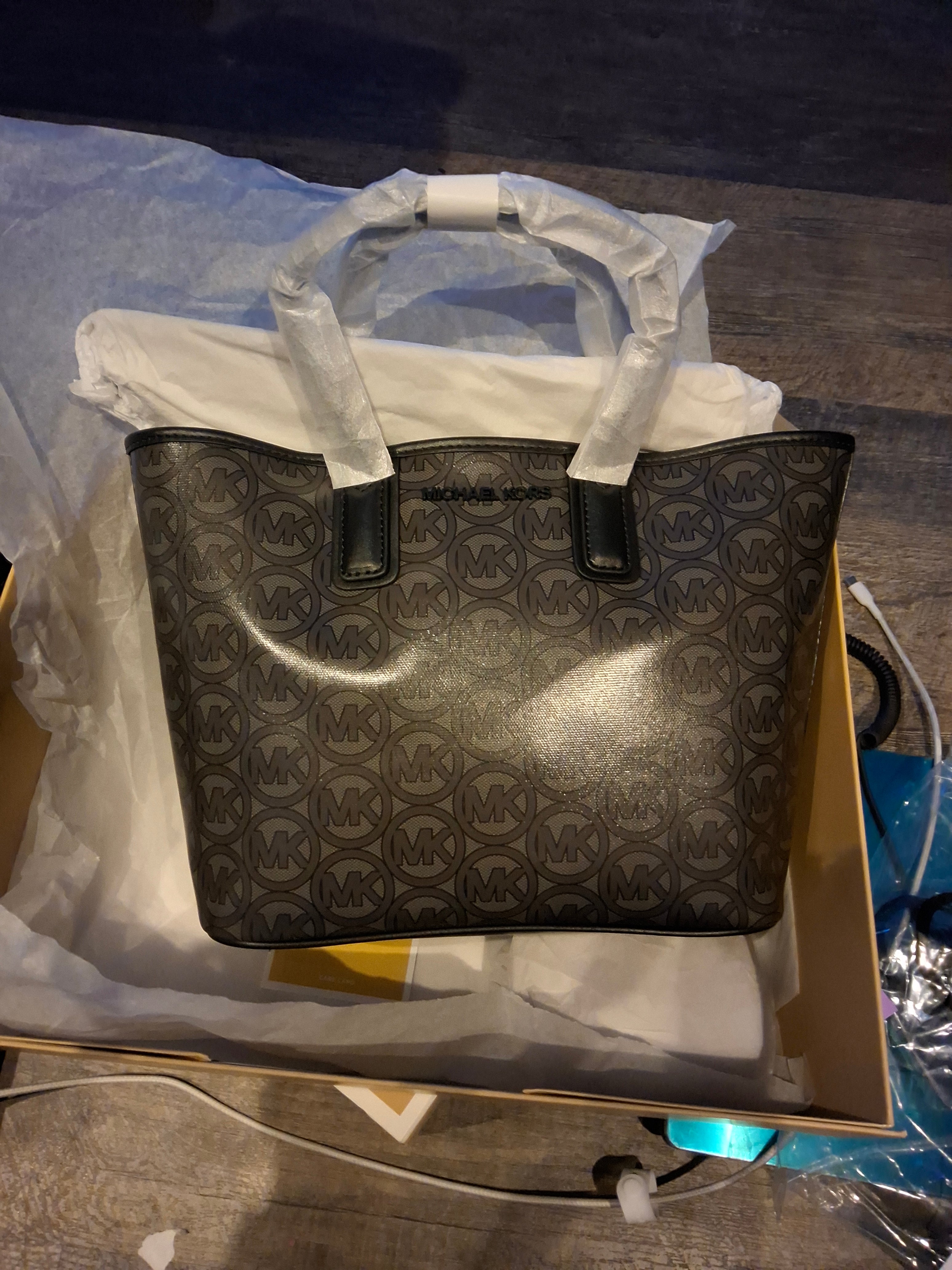 MICHAEL KORS Jodie Small Logo Jacquard Tote Bag Small Tote - Black MSRP $348 NWT