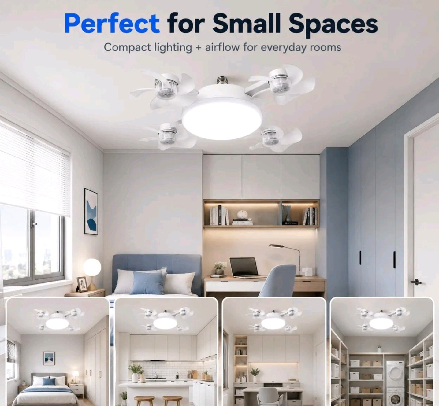 The Foldable LED Ceiling 4 Fan Light with Remote Control