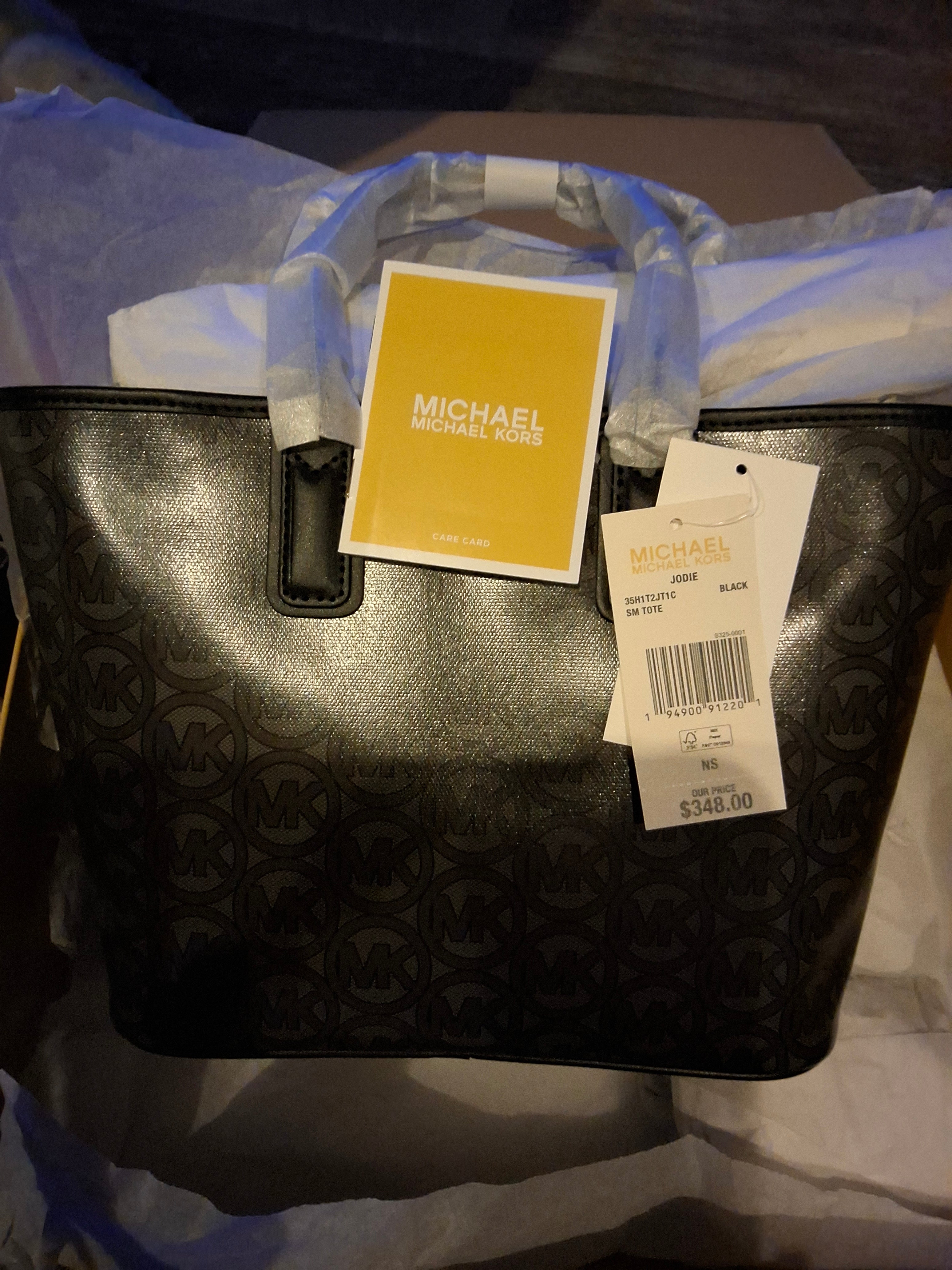 MICHAEL KORS Jodie Small Logo Jacquard Tote Bag Small Tote - Black MSRP $348 NWT