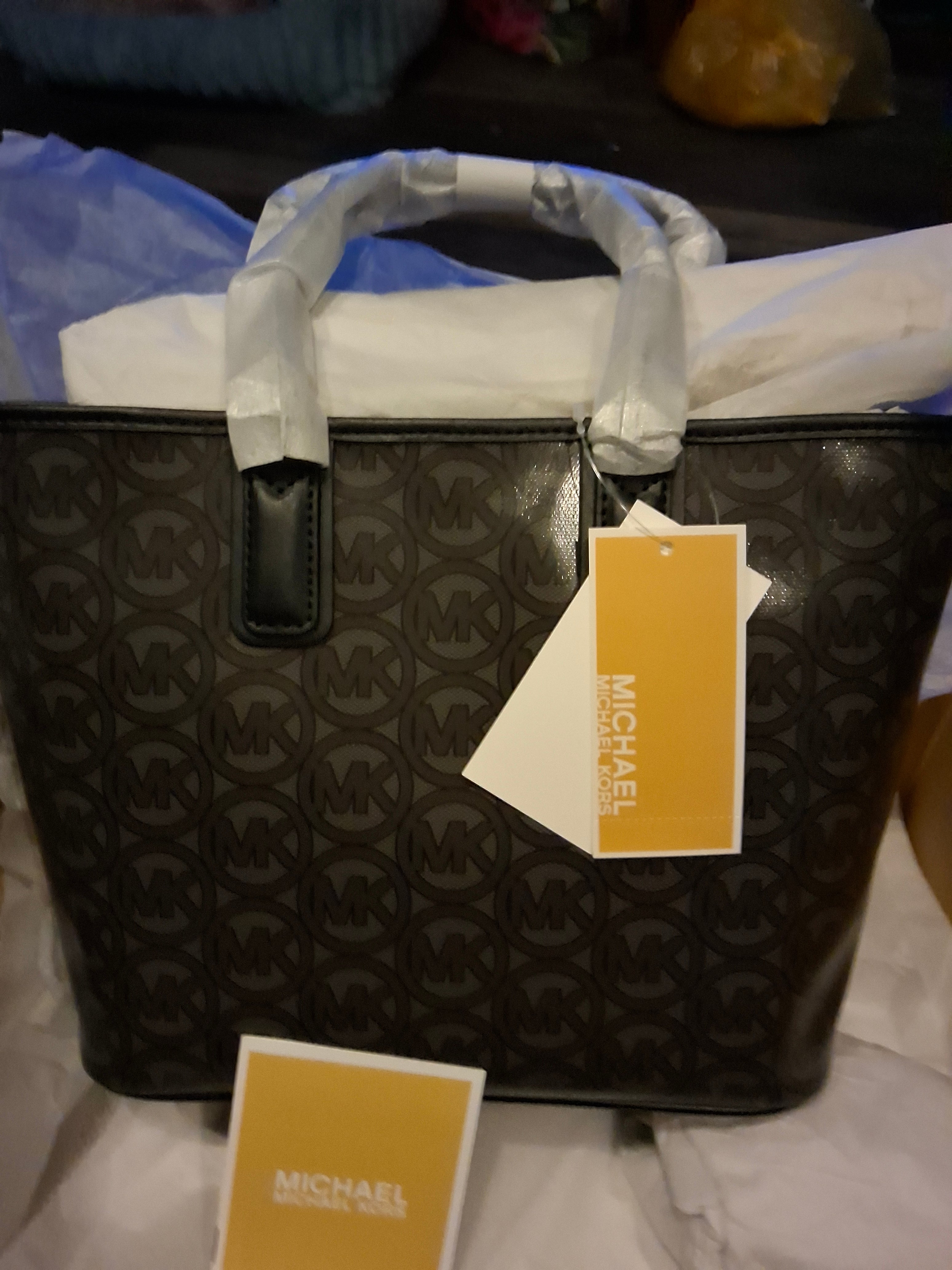 MICHAEL KORS Jodie Small Logo Jacquard Tote Bag Small Tote - Black MSRP $348 NWT