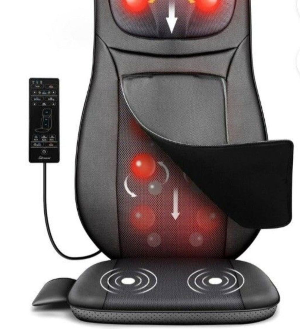 Snailax Shiatsu Back Massager Heat Adjustable Height Seat Cushion Massager Black