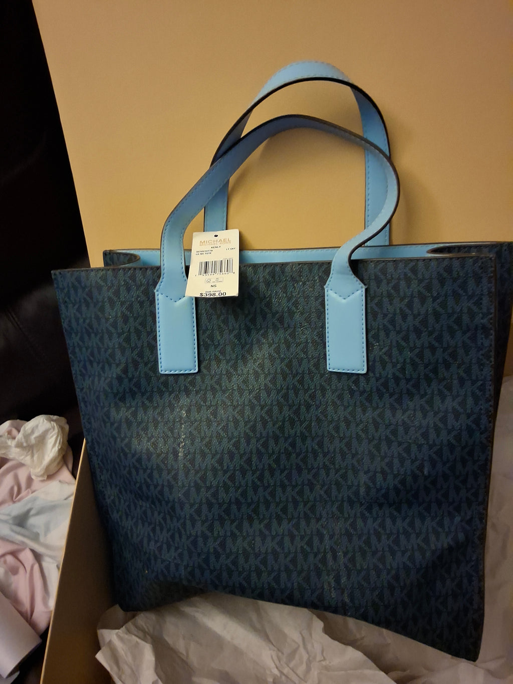The Michael Kors Kenly Large Signature Logo Tape Tote Bag
