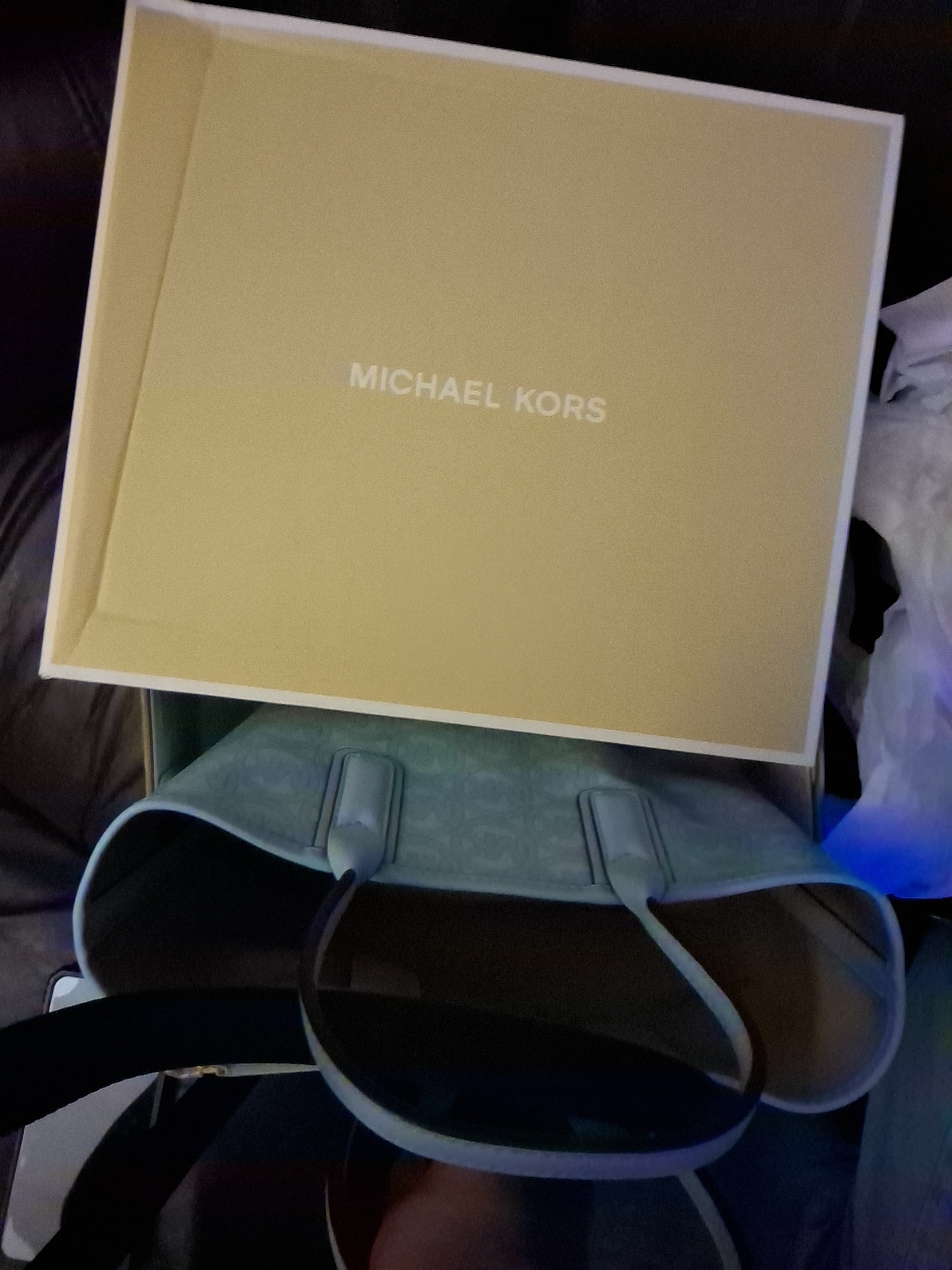 NWT MICHAEL KORS SMALL JODIE LOGO JACQUARD TOTE PALE OCEAN HANDBAG PURSE BAG
