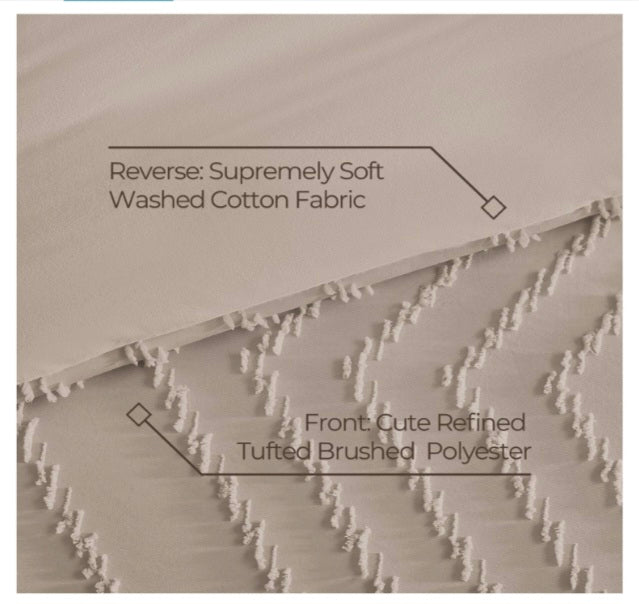 Litanika Light Coffee Oversized King Comforter Set with Sheets - 7 Pieces Bed in a Bag Chevron